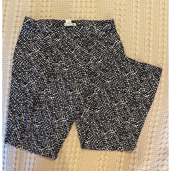 Retrology Pants Black / White Sz Large Elastic Waist Stretch Comfy Work / Play - Picture 1 of 8